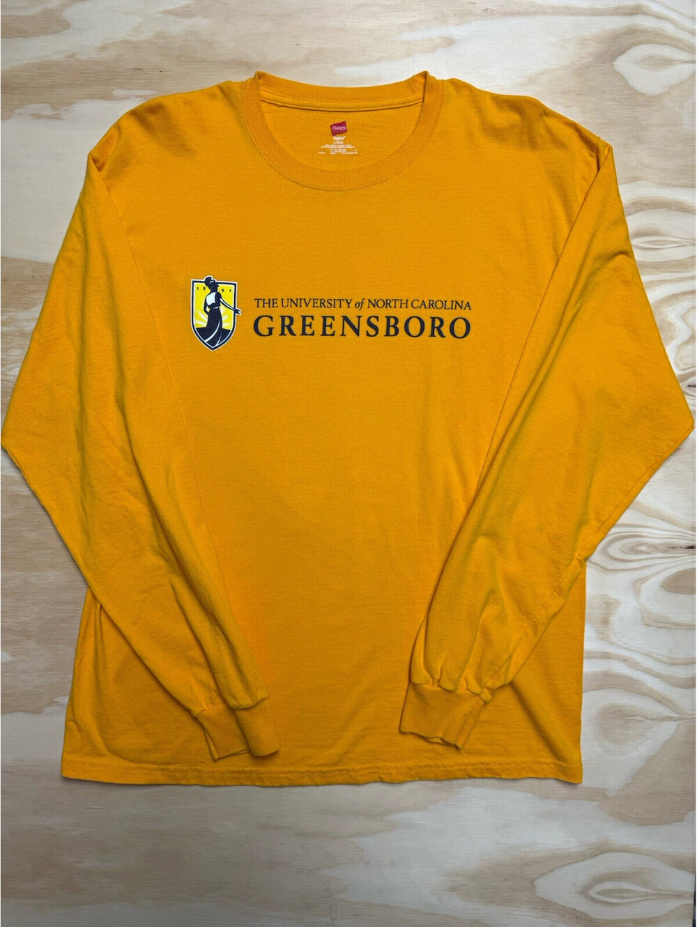 Hanes UNC Greensboro Spartans Gold Long Sleeve Shirt Scholars Program 2012 L
